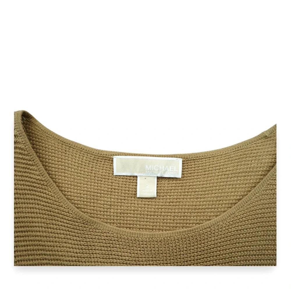 Michael Kors Waffle Pullover Sweater Small Side Gold Buttons Long Sleeve‎
